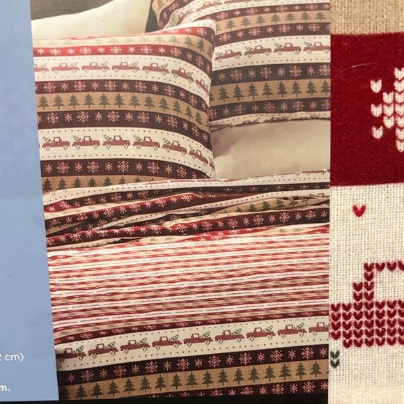 Cuddl Duds Festive Holiday Red Truck Heavyweight Twin Flannel Sheets Winter NWT - Picture 10 of 13